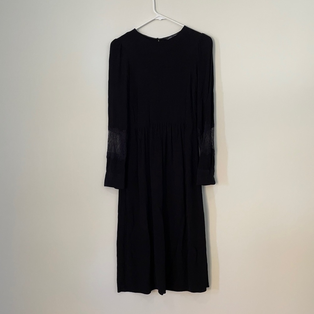 Black Zara dress with lace detail on sleeve